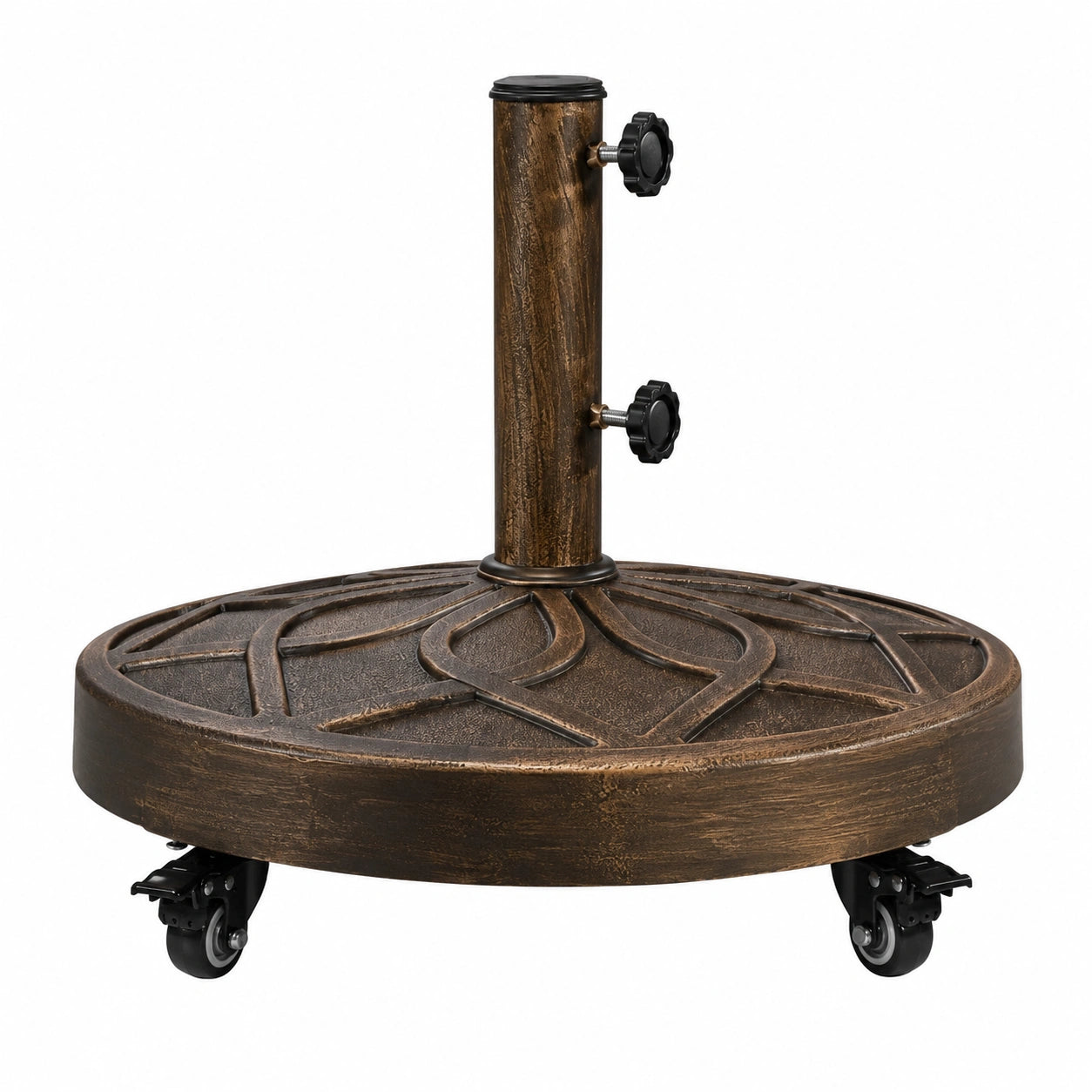 Runder Sonnenschirmständer mit Rollen, 21 kg, für Terrassen und Gärten, Bronze