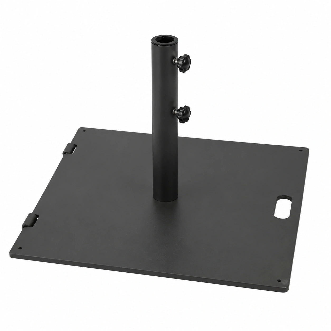 Metallischer Sonnenschirmständer mit Rädern und Griff, 22 kg, für Schirmstangen bis 49 mm, ideal für Garten und Balkon, Schwarz