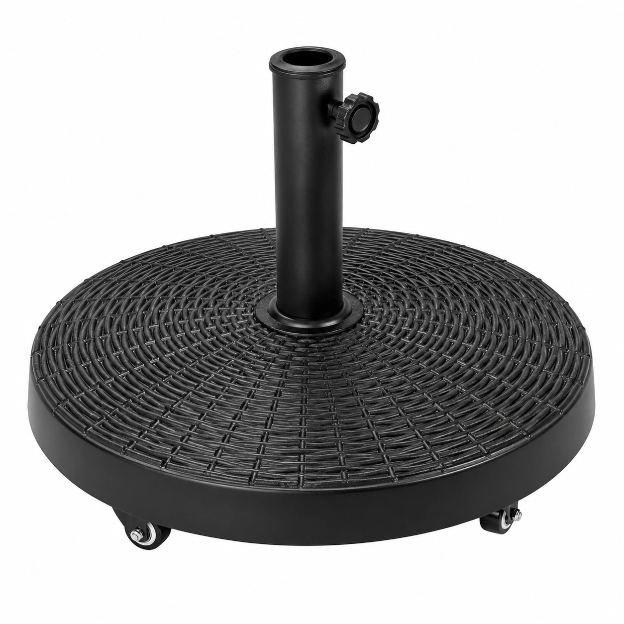 Runder BAKAJI Sonnenschirmständer mit Rollen und Bremsen, 25 kg, für 38/48 mm Schirme, ideal für Garten und Terrasse