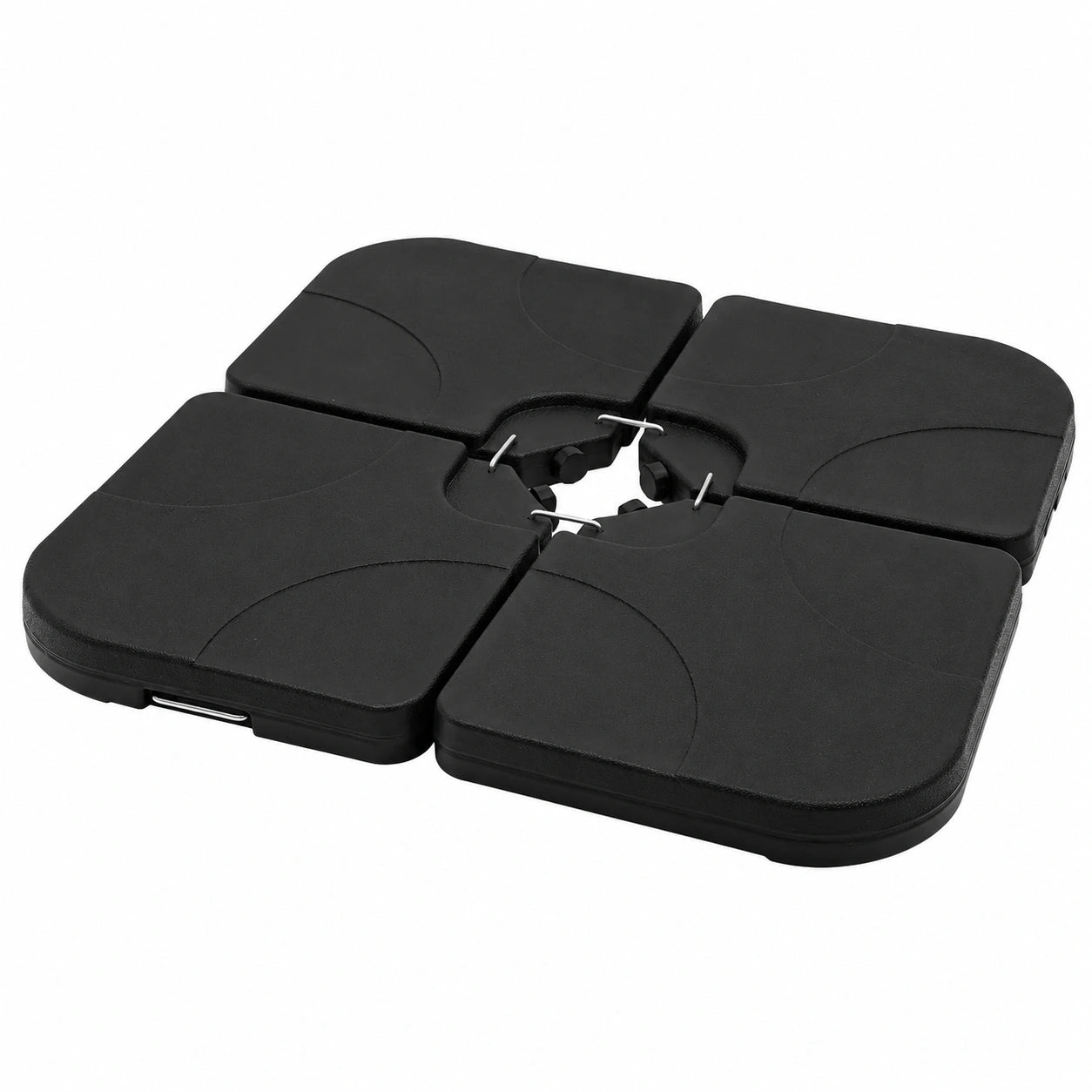 Fiqops Sonnenschirmständer 160kg, 4-teiliges Schirmgewicht für Ampelschirm, befüllbar mit Wasser oder Sand, Schwarz, 2er Pack