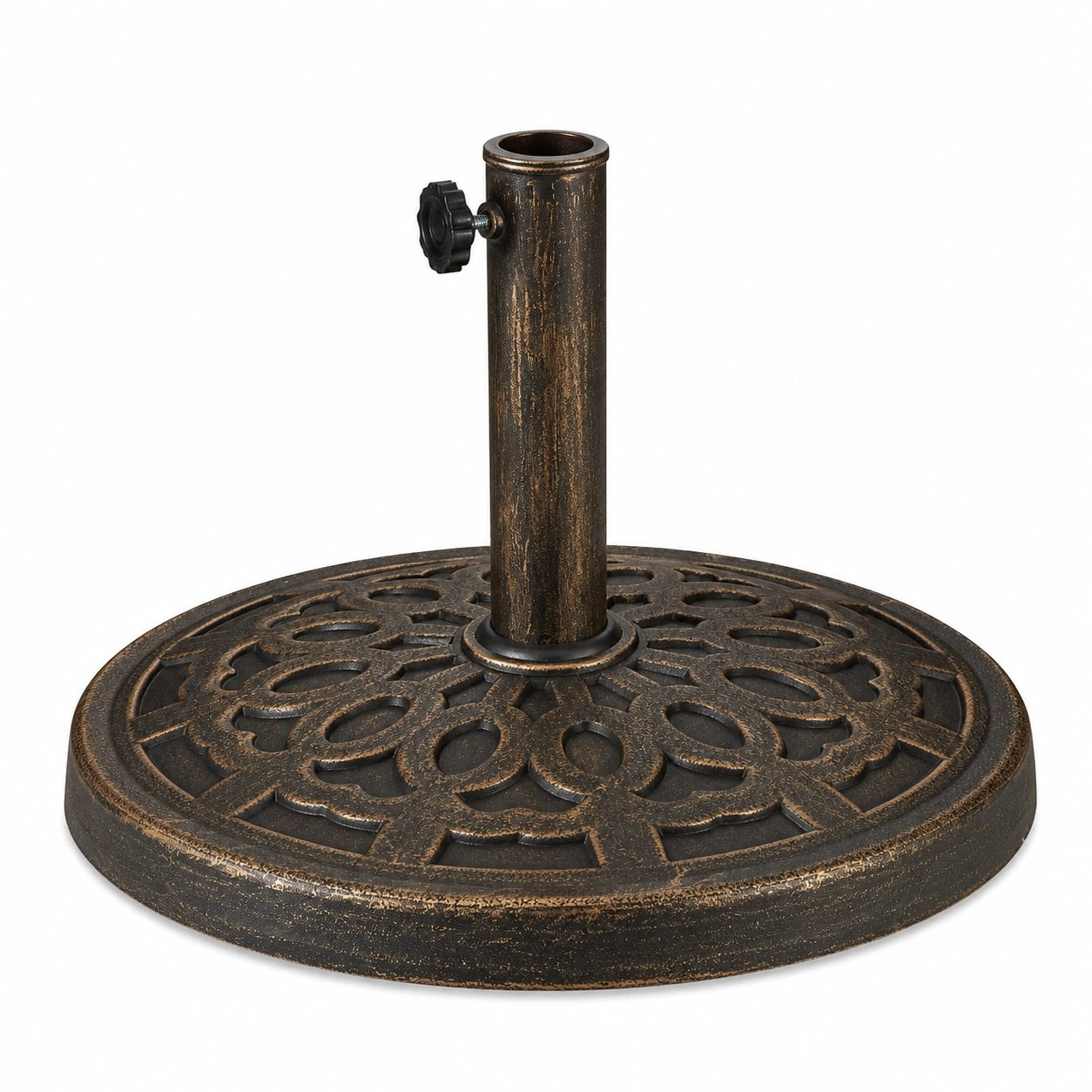 Wetterfester Gartenschirmständer, Ø 38-50 mm, 14 kg, in Gusseisenoptik, Braun
