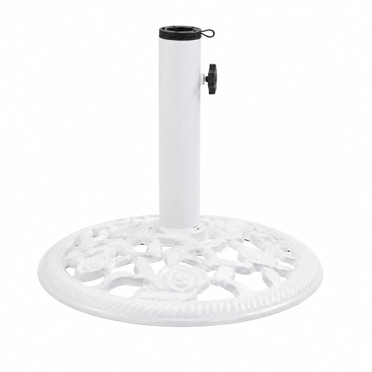 Runder Gusseisen-Sonnenschirmständer 12kg, Weiß, 48cm
