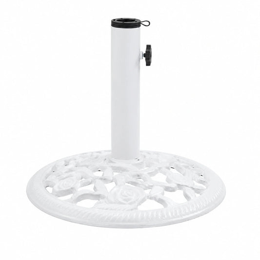 Runder Gusseisen-Sonnenschirmständer 12kg, Weiß, 48cm