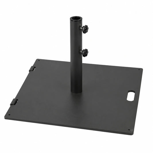 Metallischer Sonnenschirmständer mit Rädern und Griff, 22 kg, für Schirmstangen bis 49 mm, ideal für Garten und Balkon, Schwarz