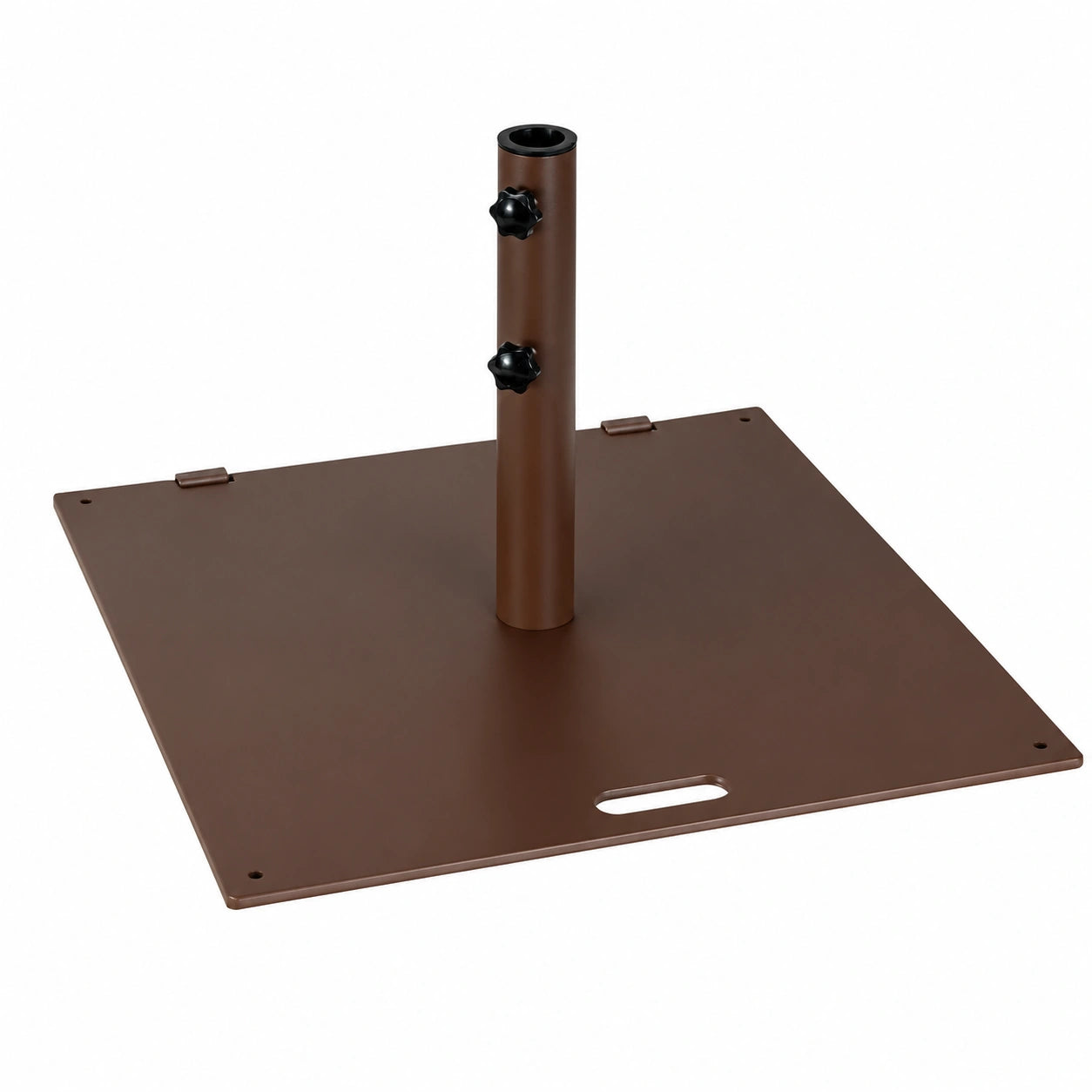 GOPLUS Robuster Metallschirmständer mit Quadratsockel und Griff, 40/50 mm Adapter für Balkonschirme, Braun