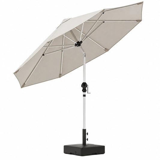 Gartenzeit® Rollbarer Sonnenschirmständer 65kg, Befüllbar, 60x60x17cm, Inkl. Beige Sonnenschirm