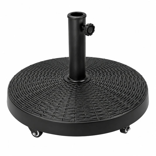 Runder BAKAJI Sonnenschirmständer mit Rollen und Bremsen, 25 kg, für 38/48 mm Schirme, ideal für Garten und Terrasse