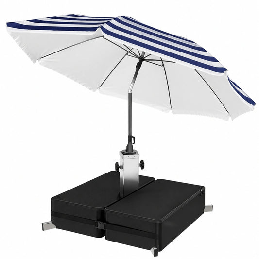 4smile Höhenverstellbarer Sonnenschirm mit Tasche und Balkonständer, 3er-Set, Blau-Weiß, Ø 180cm