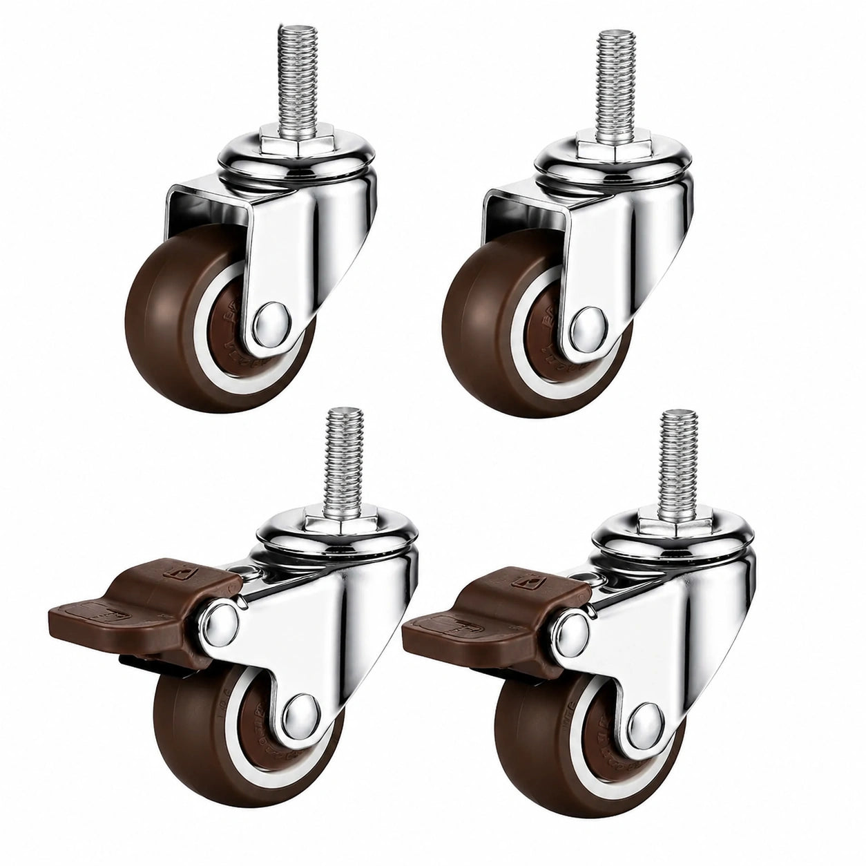 4er Set M8 Lenkrollen mit Gewinde 360° drehbar, rutschfeste Weichgummi TPE, 30 kg Tragkraft für Möbel und Geräte