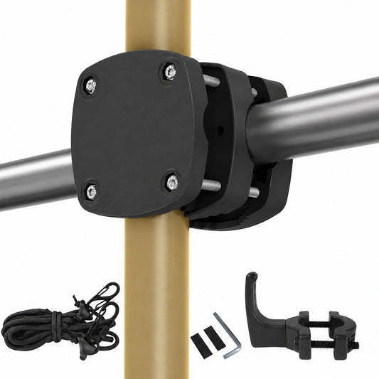 Premium Sonnenschirmhalter für Balkongeländer mit Windsicherung, Schwarz