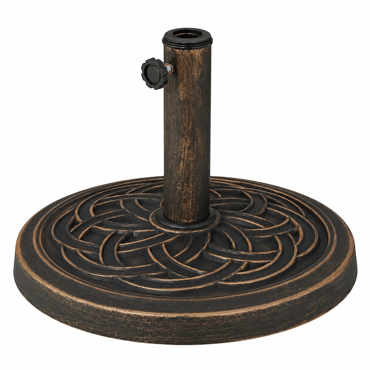 Robuster Vintage Sonnenschirmständer, Ø 45 cm, für 34-48 mm Stangen, Schwarz-Bronze Design