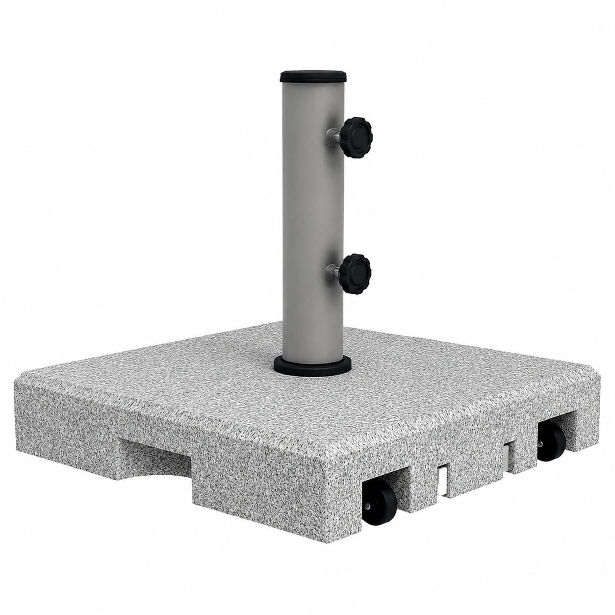 Granit Sonnenschirmständer 28kg mit Rollen und Drehknöpfen, passend für Masten Ø32/38/48 mm, Grau
