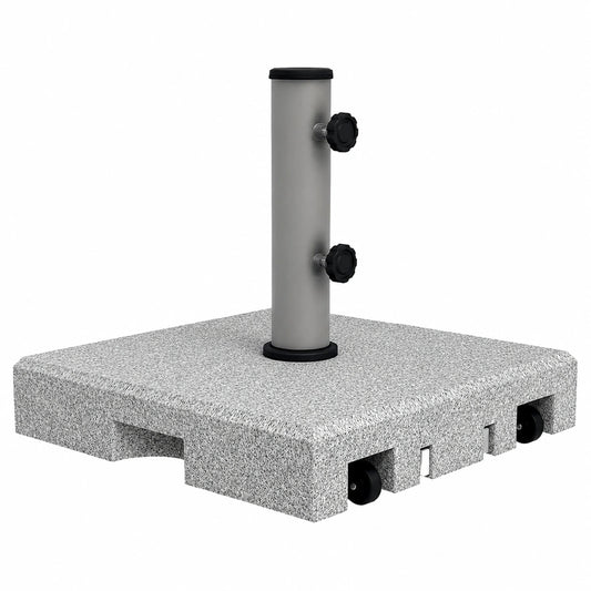 Granit Sonnenschirmständer 28kg mit Rollen und Drehknöpfen, passend für Masten Ø32/38/48 mm, Grau
